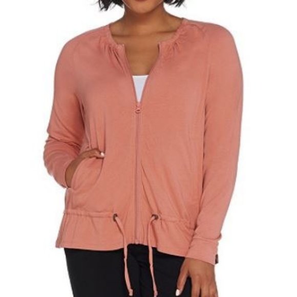 AnyBody Jackets & Blazers - AnyBody Cozy Knit Zip-up Jacket with Drawstring